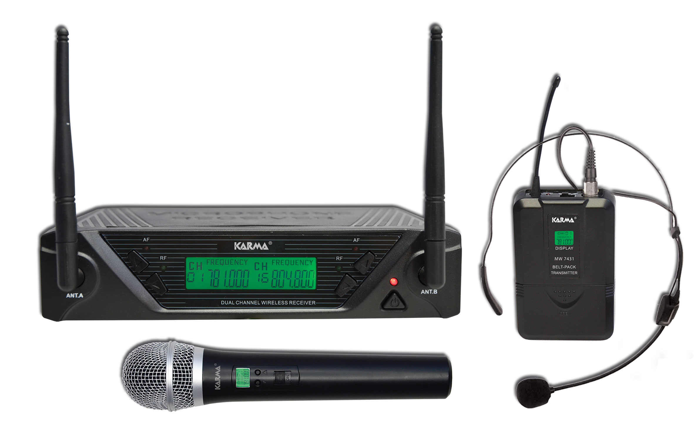 Karma SET 7432PL Radiomicrofono Palmare/Lavalier UHF 16 Canali