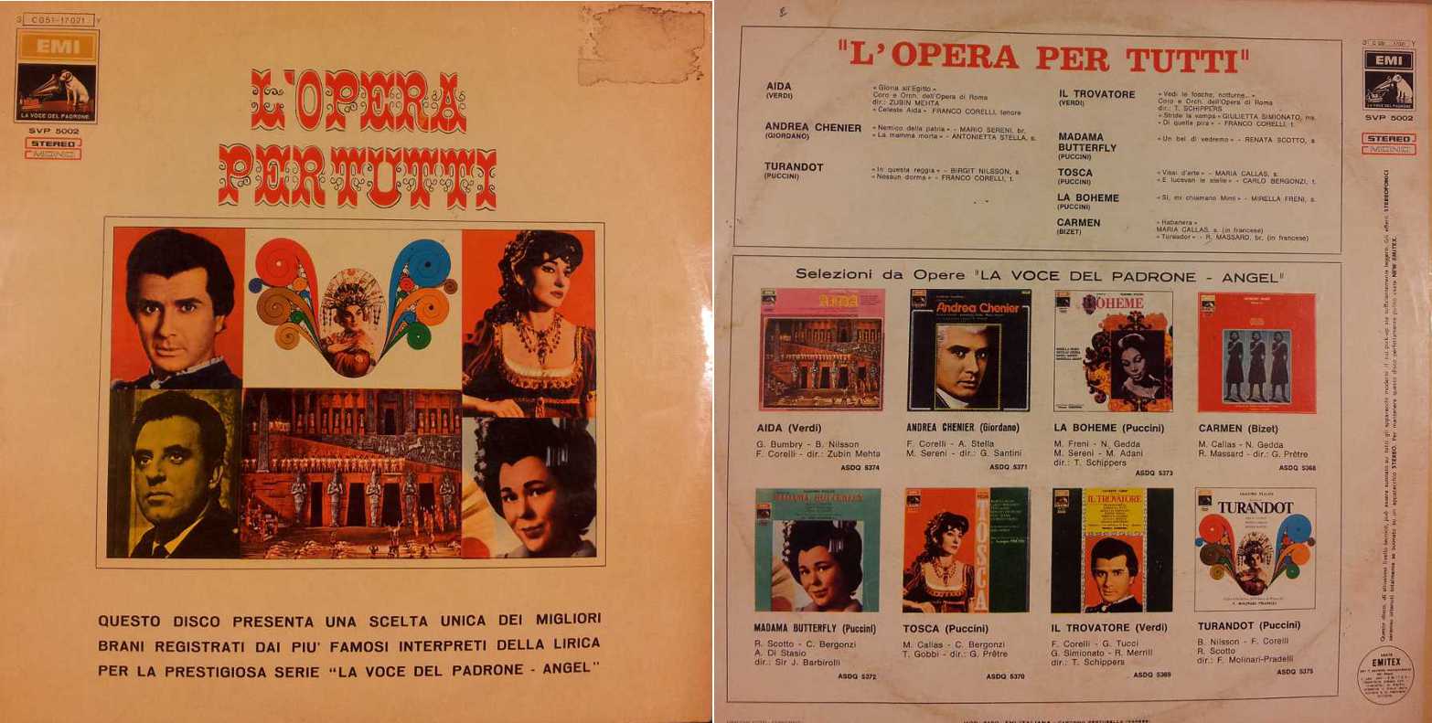 L'OPERA PER TUTTI Callas Corelli (LP/Vinile 33 giri) USATO BUONO