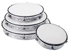 Tamburello decorato Peace con pelle 25 cm.