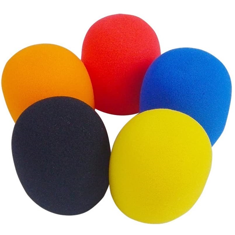 Set di 5 spugne antivento colorate microfono a sfera tipo SM58